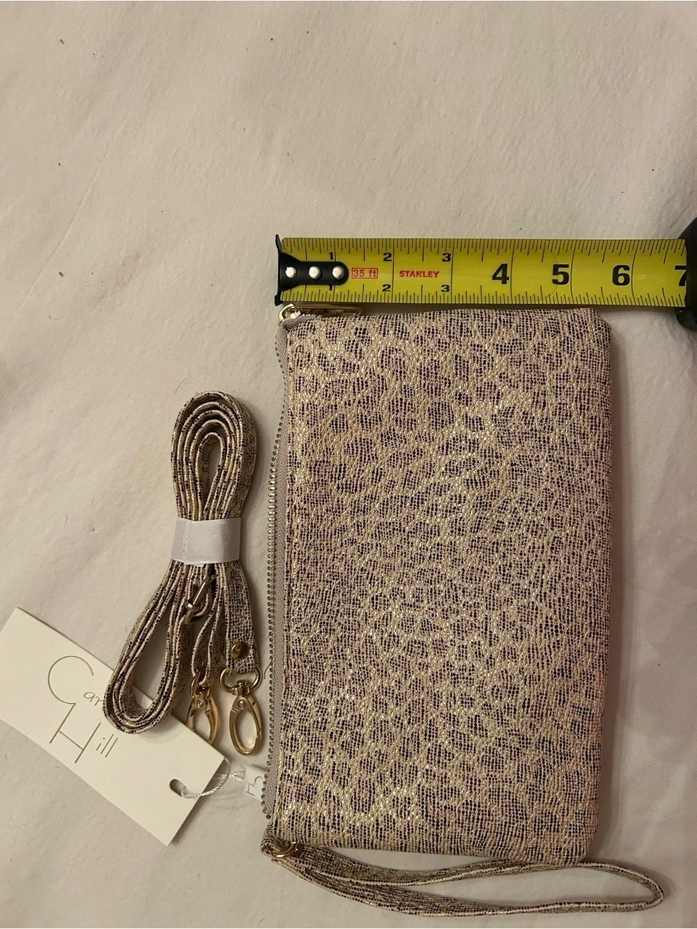 Caroline Hill Metallic Gold Leopard Print Wristlet